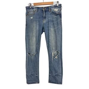 Anthropologie Pilcro Womens 28 Slim Boyfriend Distressed Ripped Boho Denim Jeans